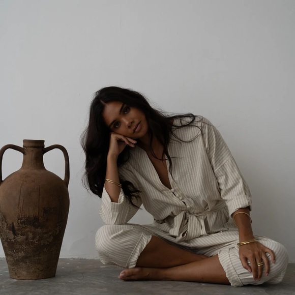 IRIS - ORGANIC PINSTRIPE JUMPSUIT Avy and Co - Picture 4 of 6